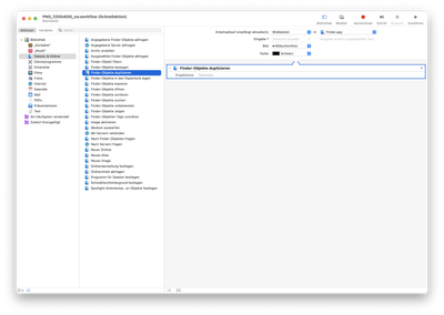 Aktion «Finder-Objekte duplizieren» im Workflow platziert. Screenshot.