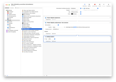 Aktion «Bildtyp ändern» im Workflow platziert. Screenshot.