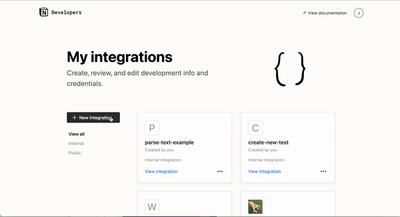 Instructions on how to create an integration. Gif animation.